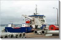Brest (2003-07-16) Deck and buoy handling crane of lighthouse vessel Armorique